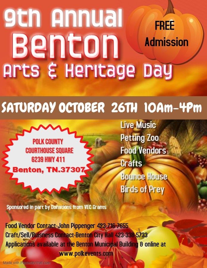 9th Annual Benton Arts & Heritage Days 10/26 10AM4PM Polk County