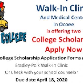 4/18 Bradley Polk Walk In Clinic Scholarship Application Dealine