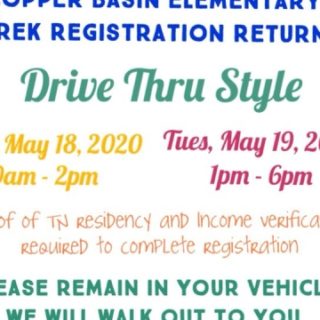 5/18 -19 Copper Basin Elementary PreK Registration Return