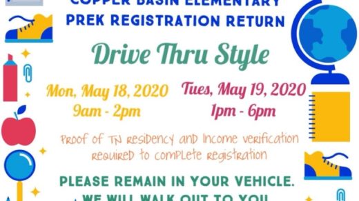 5/18 -19 Copper Basin Elementary PreK Registration Return