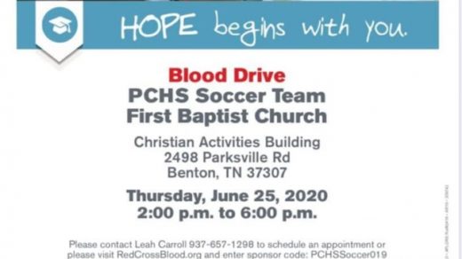 6/25 American Red Cross Blood Drive Hosted by PCHS Girls Soccer Team