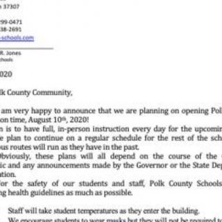 8/10 Polk County TN Schools Reopening Date