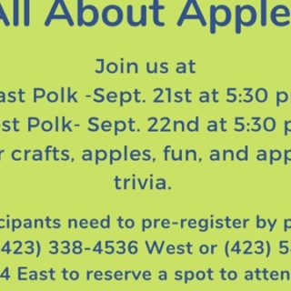 9/21 & 22 Polk County TN Libraries All About Apples Program