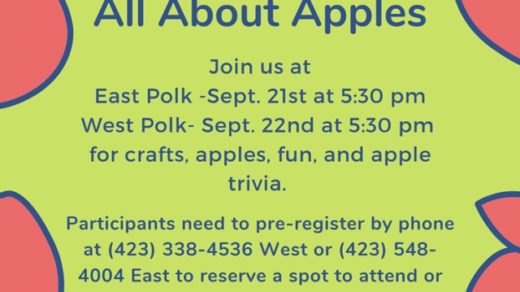 9/21 & 22 Polk County TN Libraries All About Apples Program
