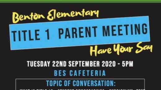 9/22 Benton Elementary School Title 1 Parent Meeting