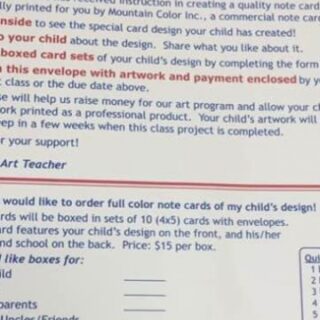 10/23 BES ART-Based Fundraiser Christmas Card Due Back