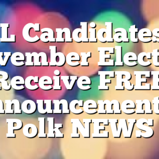 ALL Candidates in November Election Receive FREE Announcement in Polk NEWS