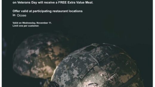 11/11 McDonalds Gives FREE Extra Value Meal to Vets Ocoee, TN