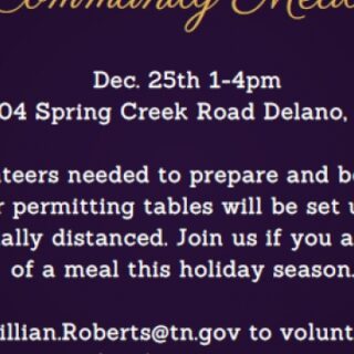 12/25 Christmas Day Community Meal  with Hiwassee/Ocoee State Park