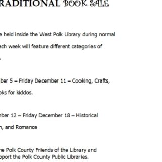 12/5-12/11 West Polk Public Library Non Traditional Book Sale
