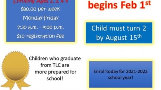 2/1 School Year 2021-22 Registration for The Learning Center Preschool Program Benton, TN