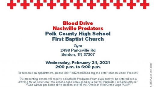2/24 American Red Cross Blood Drive PCHS First Baptist Church Benton