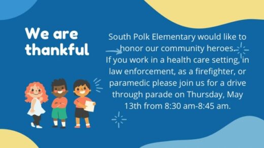 5/13 South Polk Elementary Community Heroes Drive Through Parade Ocoee TN