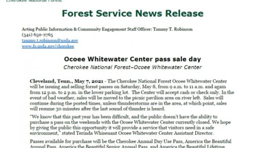 5/8 Ocoee Whitewater Center Pass Sale Day