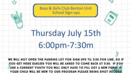 7/15 Boys & Girls Club Benton Unit School Sign-ups