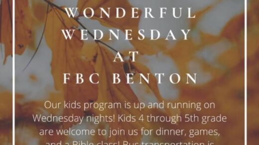 9/29 Wonderful Wednesday FREE Kids Program at FBC Benton, TN