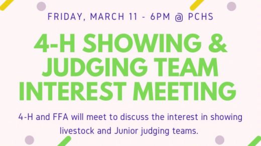 3/11 Livestock Showing and Judging Teams Interest Meeting PCHS