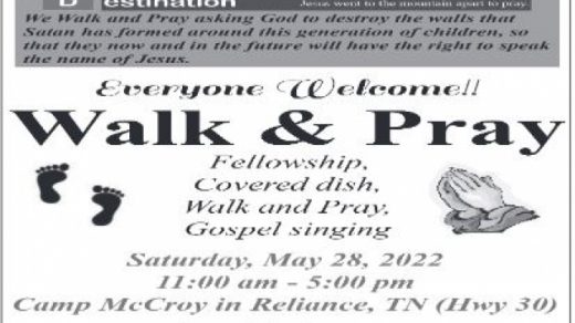 5/28 Walk & Pray Reliance, TN