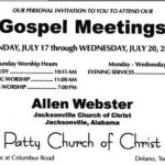 7/17-20/22 Gospel Meetings Patty Church of Christs Delano, TN