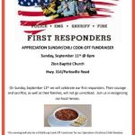 9/11 First Responders Appreciation Sunday/Chili Cook-off Fundraiser Zion Baptist