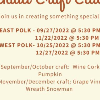 9/27 Adult Craft Club East Polk Public Library