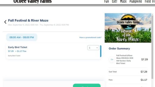 9/8 Ocoee Valley Farms River Maze 1/2 Price Ticket Sale Ends