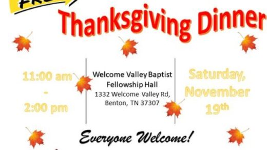 11/19 Community Thanksgiving Dinner Welcome Valley Baptist Church.