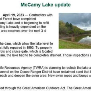4/19 McCamy Lake Repairs Complete