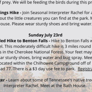 7/22 Hiwassee Ocoee River State Park Hellbenders & Birds of Prey Program