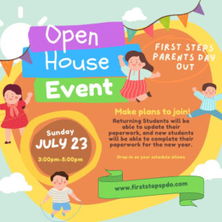 7/23 First Steps Parents Day Out Open House Event at First Baptist Benton
