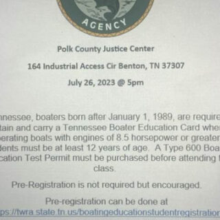 7/26 TWRA Boater Education Class Benton, TN