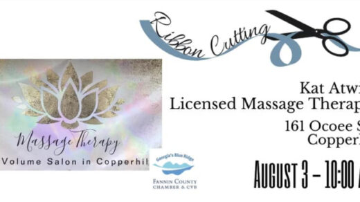 8/3 LMT Therapeutic Massage at Volume Salon Ribbon Cutting in Copperhill, TN