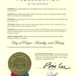 10/13 Governor Lee Proclamation for Prayer, Humility, and Fasting