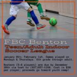 12/28 First Baptist Church Benton Teen/Adult Soccer Signup Deadline
