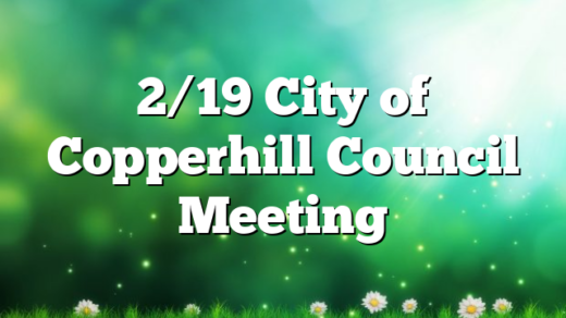 2/19 City of Copperhill Council Meeting