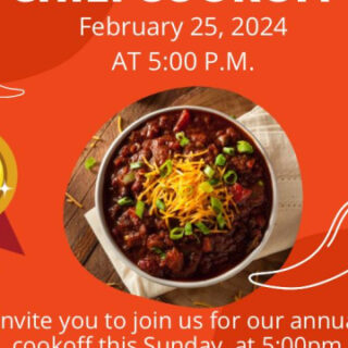 2/25 Wetmore Baptist Church Chili Cook-off Fundraiser for People Helping People