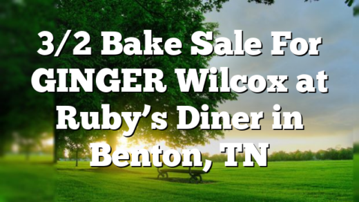 3/2 Bake Sale For GINGER Wilcox at Ruby’s Diner in Benton, TN
