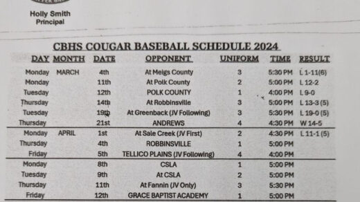 4/12 Copper Basin High School Baseball Game