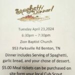 4/23 Cub Scout Pack 3411 Annual Spaghetti Dinner