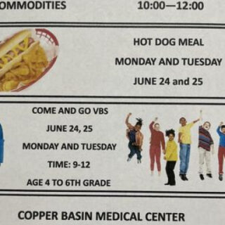 6/24-25 Copper Basin Baptist Association Office and Crisis Center Hot Dog Meal