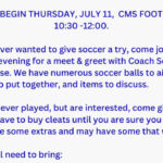7/10-11 Chilhowee Middle School Girls Soccer Team Meeting