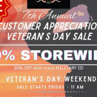 11/8 Customer Appreciation Veteran’s Day Sale at Mountain Attitude Designs