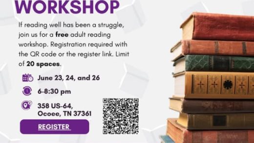 6/23, 24, 26 Free Adult Reading Workshop Ocoee, TN