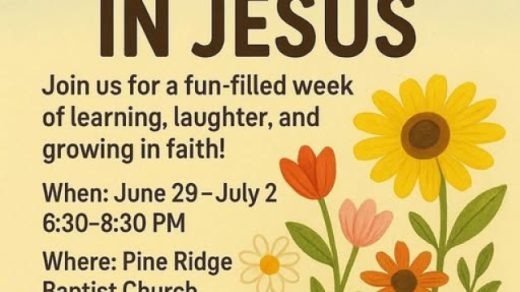 6/29-7/2 Growing in Jesus VBS Pine Ridge Baptist Benton, TN
