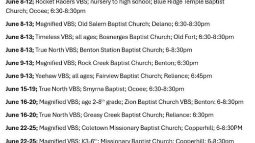 2025 VBS Programs in Polk County, TN