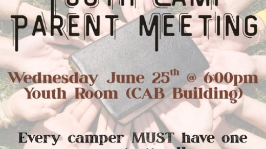 6/25 Youth Camp Parent Meeting @ CAB of First Baptist Church Benton
