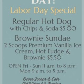 Labor Day Special at Ocoee Scoops