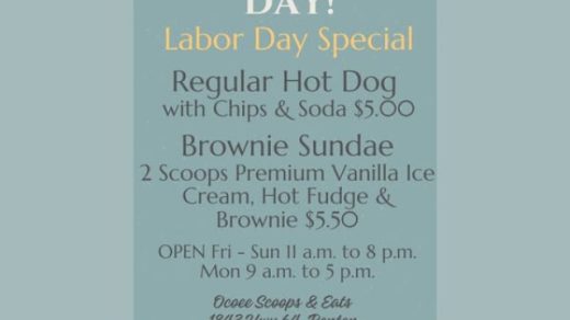 Labor Day Special at Ocoee Scoops