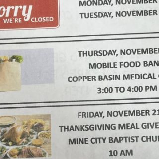 11/13 Food Giveaway Copper Basin Baptist Association Office