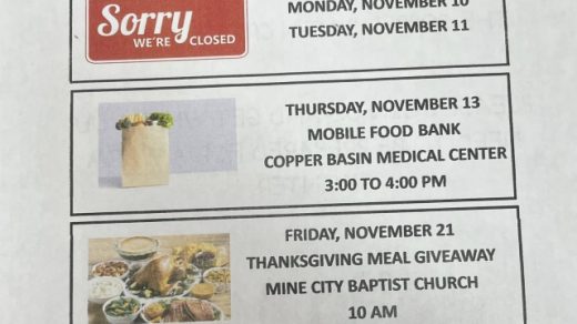 11/13 Food Giveaway Copper Basin Baptist Association Office